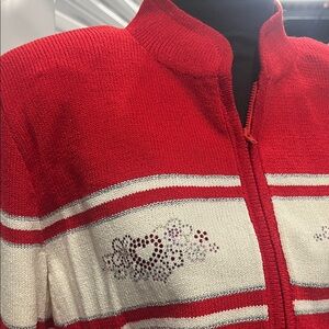 Vintage Red and White Women's Sweater size 14, just in time for Valentine’s Day